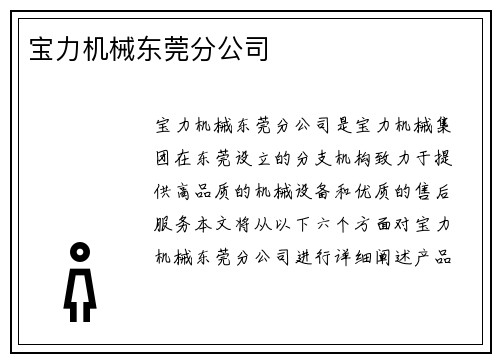 宝力机械东莞分公司